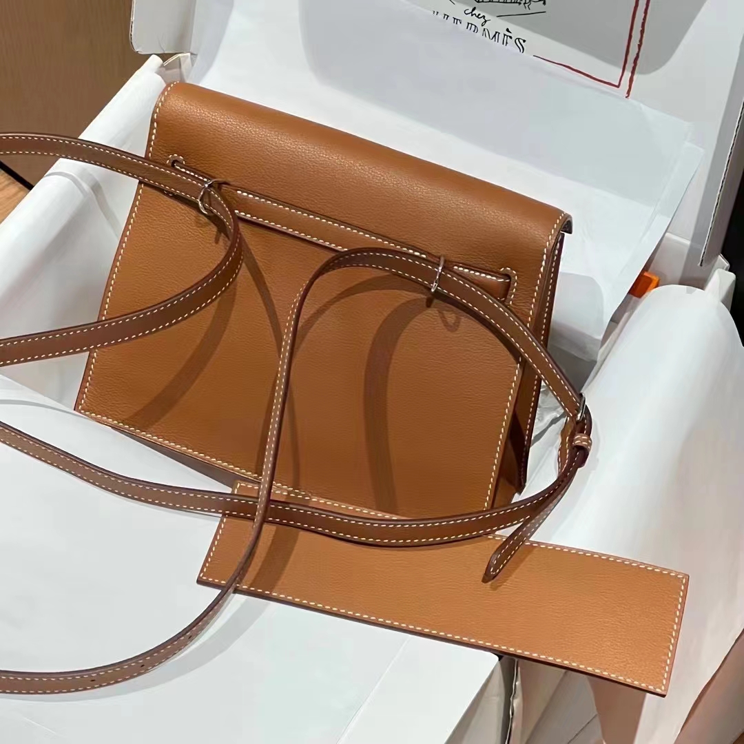 HERMES 爱马仕 Kellydanse 22cm Swift皮 2S Sesame芝麻色 进口蜜蜡线 全手工制作