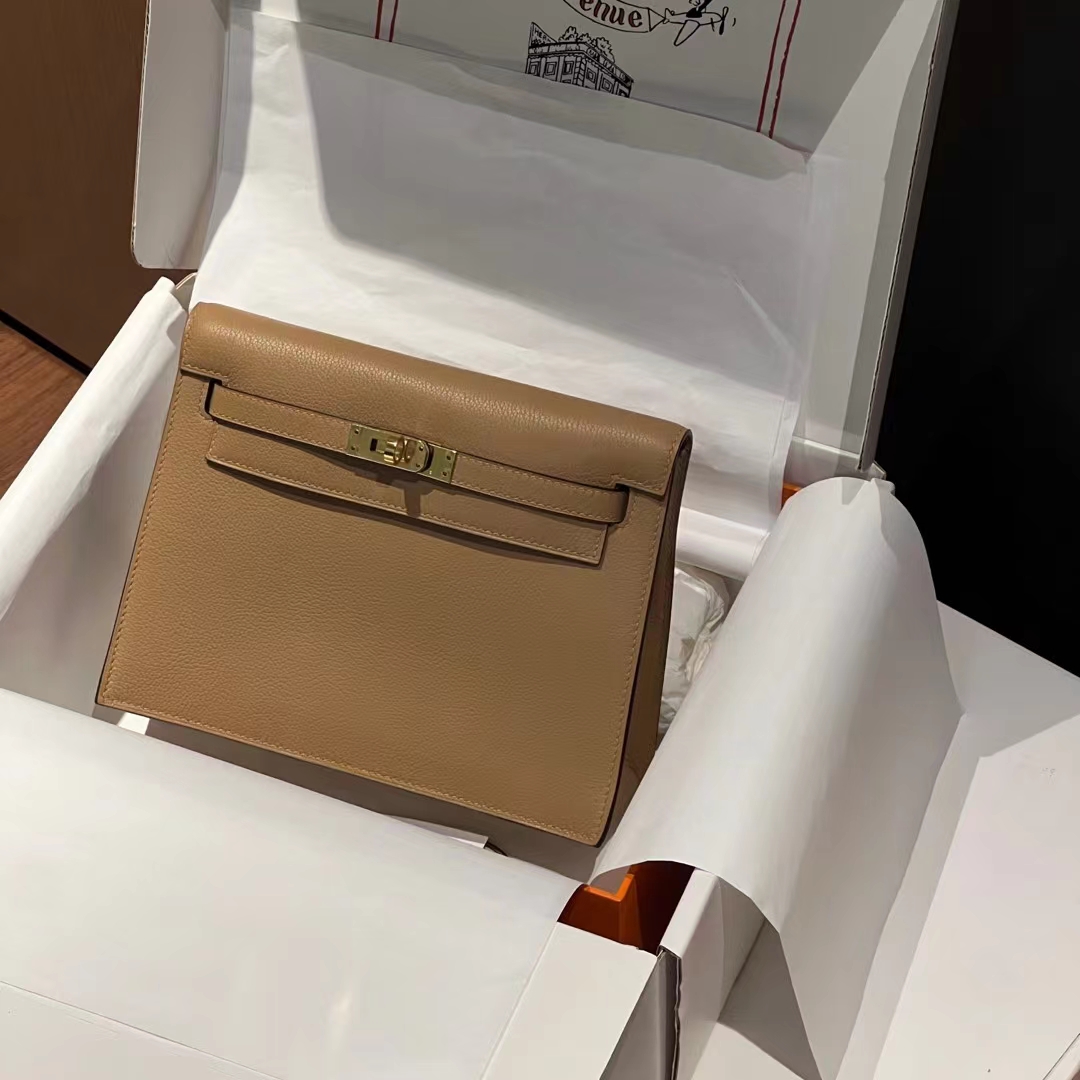 HERMES 爱马仕 Kellydanse 22cm Swift皮 4B BISCUIT饼干 进口蜜蜡线 全手工制作
