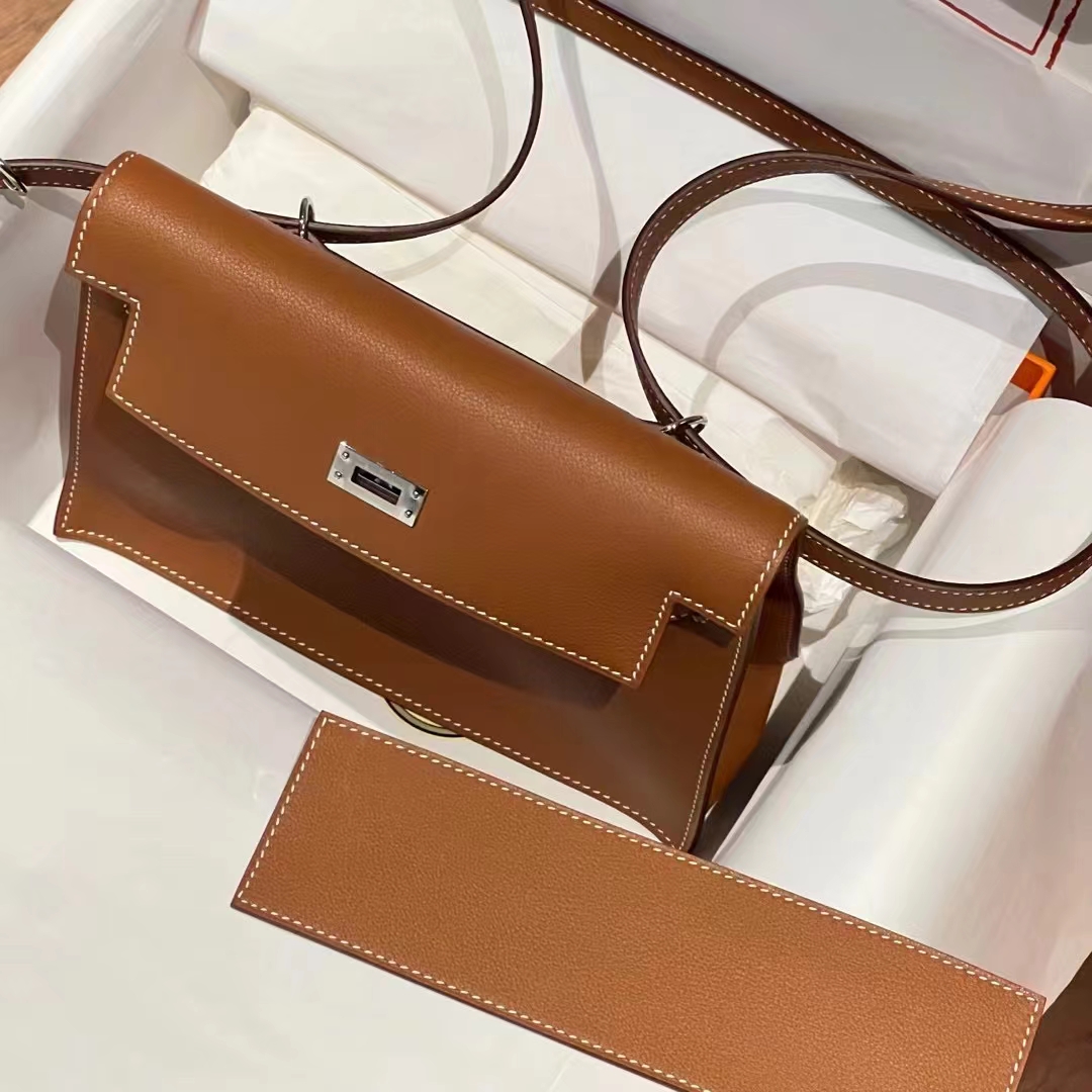 HERMES 爱马仕 Kellydanse 22cm Swift皮 2S Sesame芝麻色 进口蜜蜡线 全手工制作