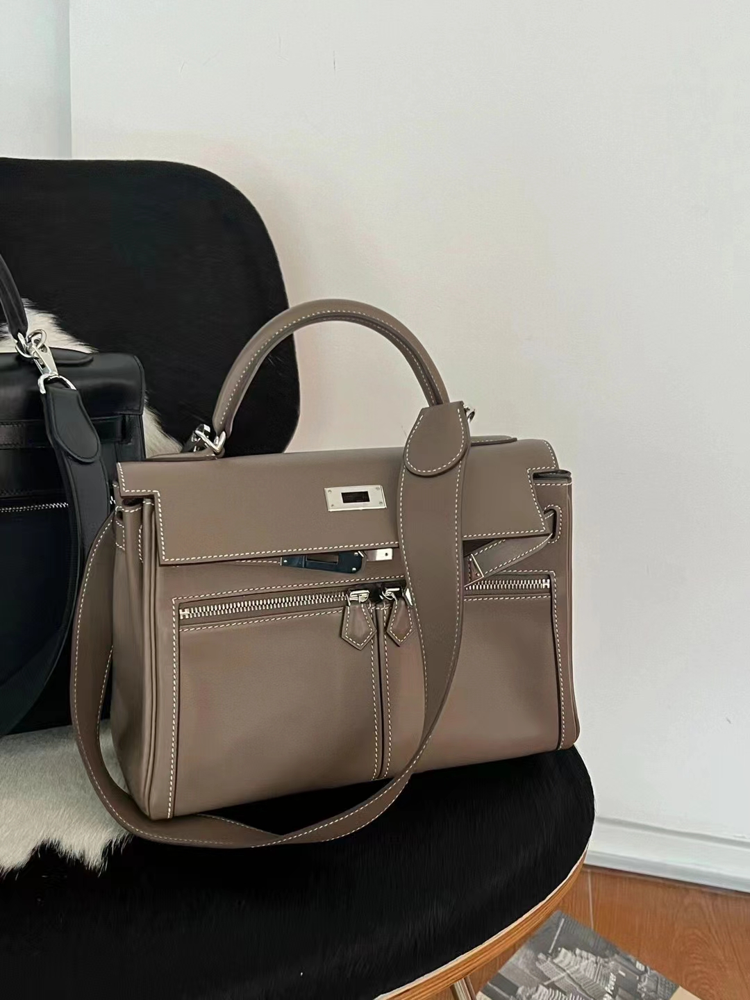 HERMES 爱马仕 Kelly Lakis 32CM 8C Gri Elephant大象灰 进口蜜蜡线 全手工制作