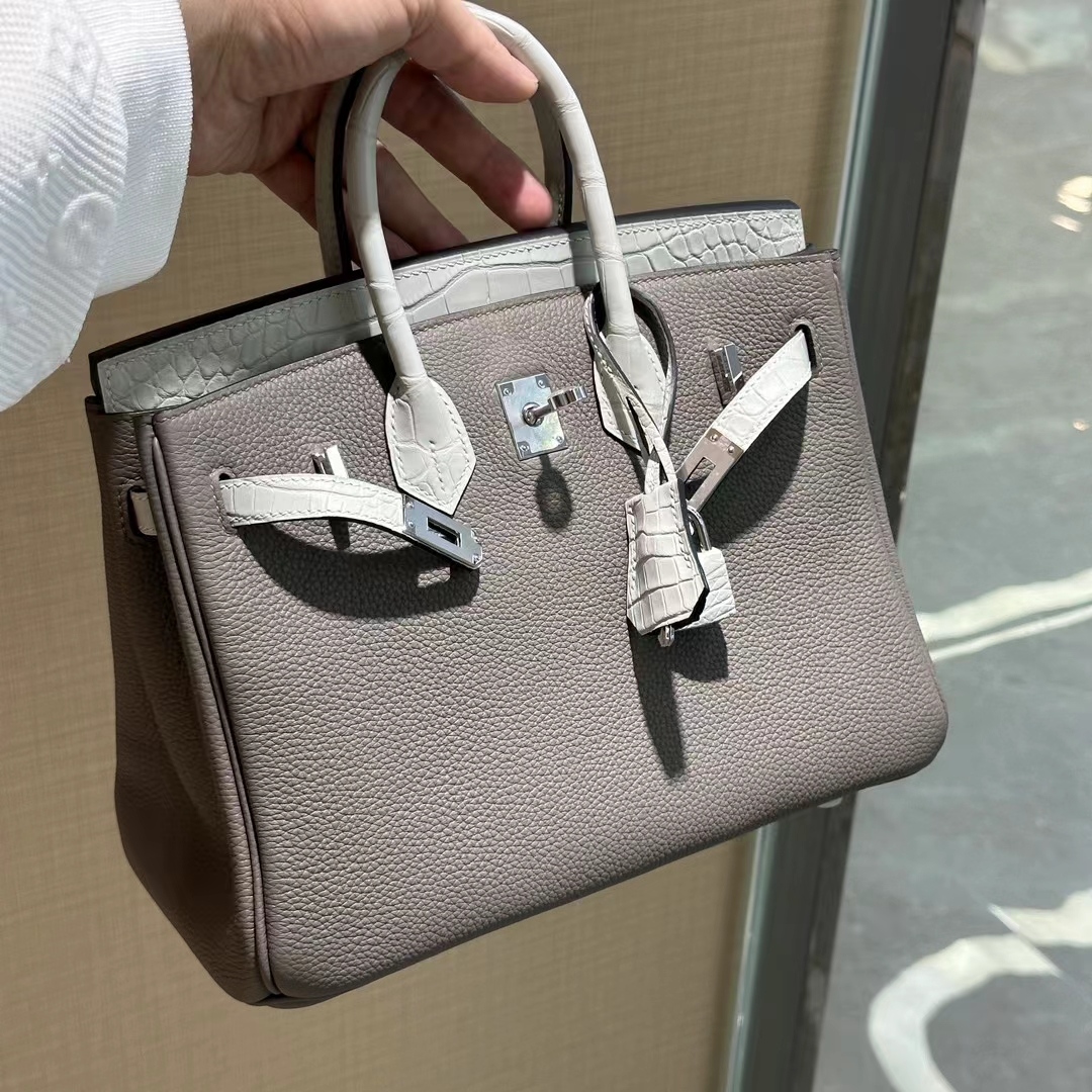 HERMES 爱马仕 Birkin Touch 25cm 鳄鱼皮 80 Gris Perle 进口蜜蜡线 全手工制作-铂金女王 HERMES 爱马仕 Birkin Touch 25cm 鳄鱼皮 80 Gris Perle 进口蜜蜡线 全手工制作