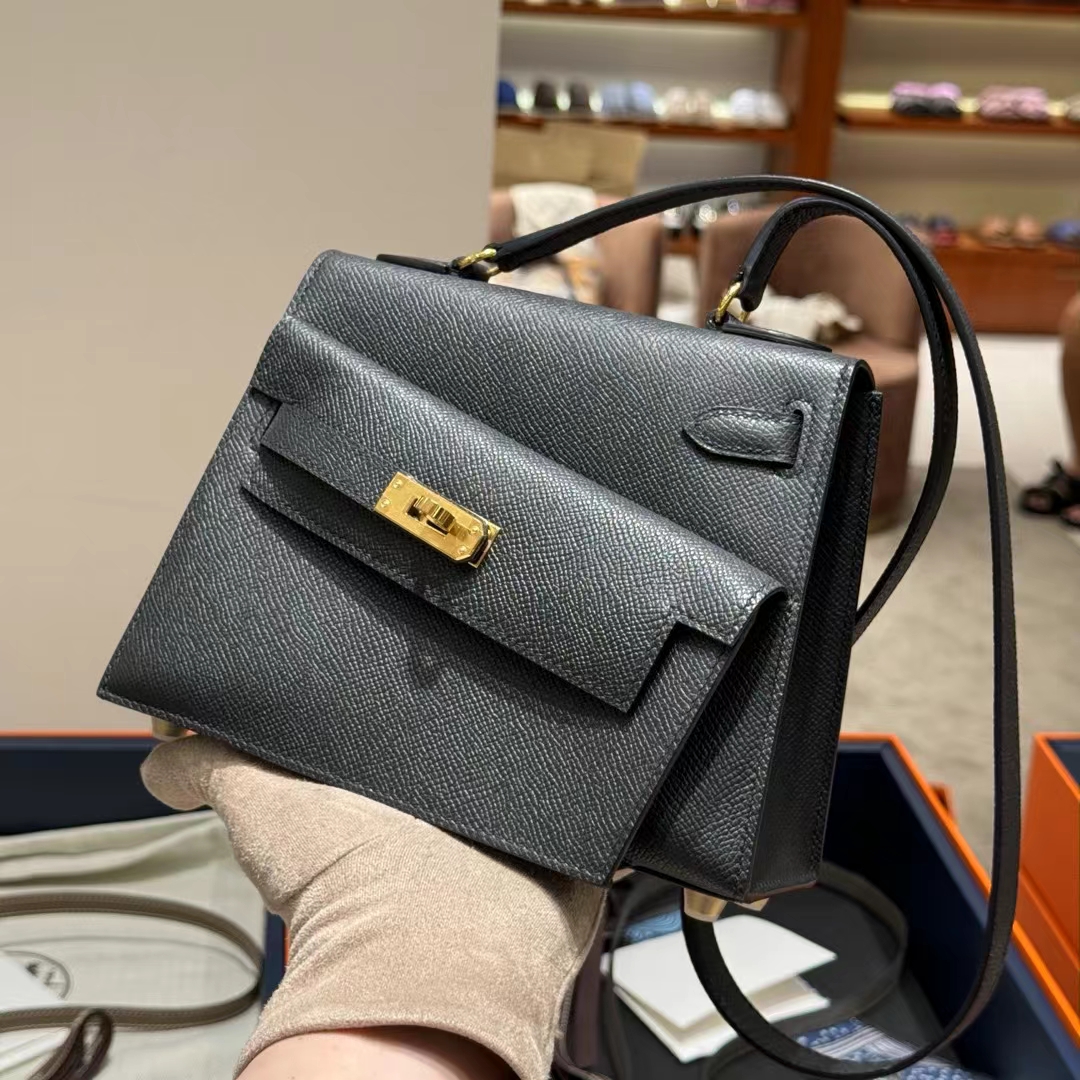 Kelly Desorder 双面Kelly Epsom 89 Nior 经典黑 进口蜜蜡线 全手工制作