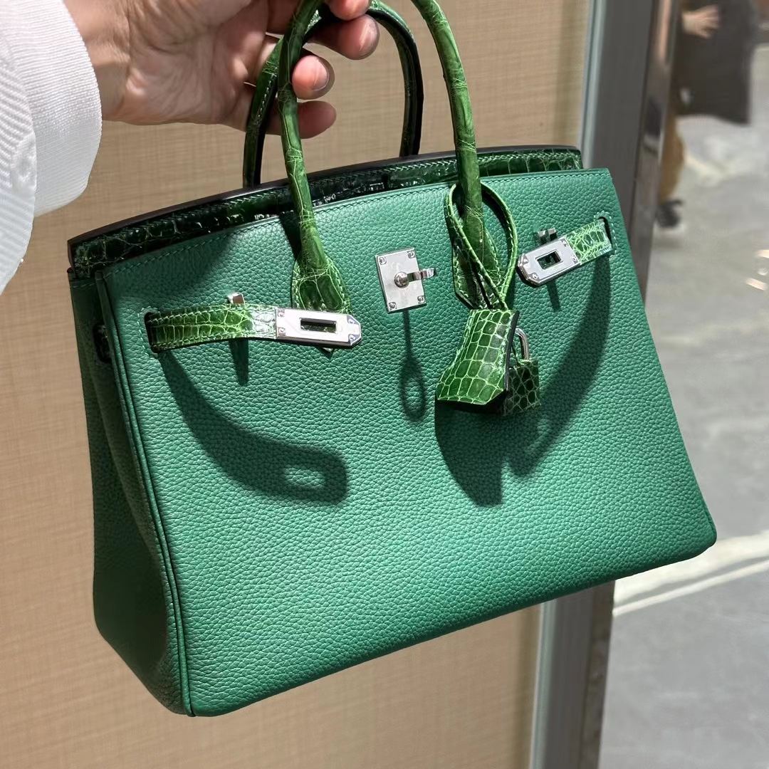 HERMES 爱马仕 Birkin Touch 25cm 鳄鱼皮 6Q Vert Emeraude宝石绿 进口蜜蜡线 全手工制作-铂金女王 HERMES 爱马仕 Birkin Touch 25cm 鳄鱼皮 6Q Vert Emeraude宝石绿 进口蜜蜡线 全手工制作